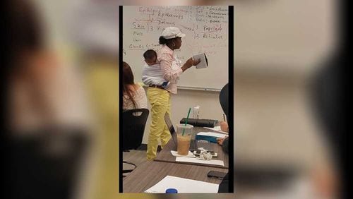 Georgia Gwinnett College assistant biology professor Ramata Sissoko Cissé is being praised for caring for one of her student's children during a recent class. PHOTO CREDIT: Anna Cissé.