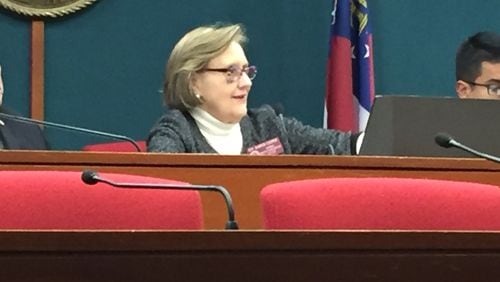 Rep. Sharon Cooper, R-Marietta, is chairwoman of the Georgia House Health and Human Services Committee. She is shown here chairing a study committee meeting Nov. 16 on barriers to access to health care in Georgia. (PHOTO by Ariel Hart)