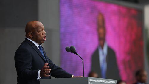 John Lewis was the star speaker at the opening ceremony of the Smithsonian National Museum of African American History and Culture on the National Mall in Washington in 2016. Lewis worked for 15 years to get funding from Congress for the museum. During his speech, he said, "This museum is a testament to the dignity of the dispossessed in every corner of the globe who yearn for freedom. It is a song to the scholars and scribes, scientists and teachers, to the revolutionaries and voices of protest, to the ministers and the authors of peace." (Manuel Balce Ceneta /AP)