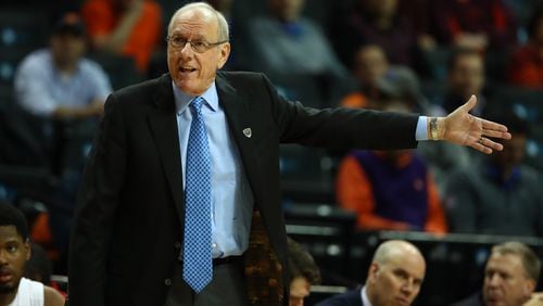 NEW YORK, NY - MARCH 08: Head coach Jim Boeheim of the Syracuse Orange in action againt the Miami (Fl) Hurricanes during the second round of the ACC Basketball Tournament at the Barclays Center on March 8, 2017 in New York City. (Photo by Al Bello/Getty Images)