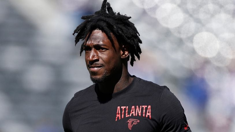 Falcons wide receiver Calvin Ridley, who left the team midseason to address his mental well-being, may want to play for another team, according to Falcons owner Arthur Blank. (Adam Hunger/AP)