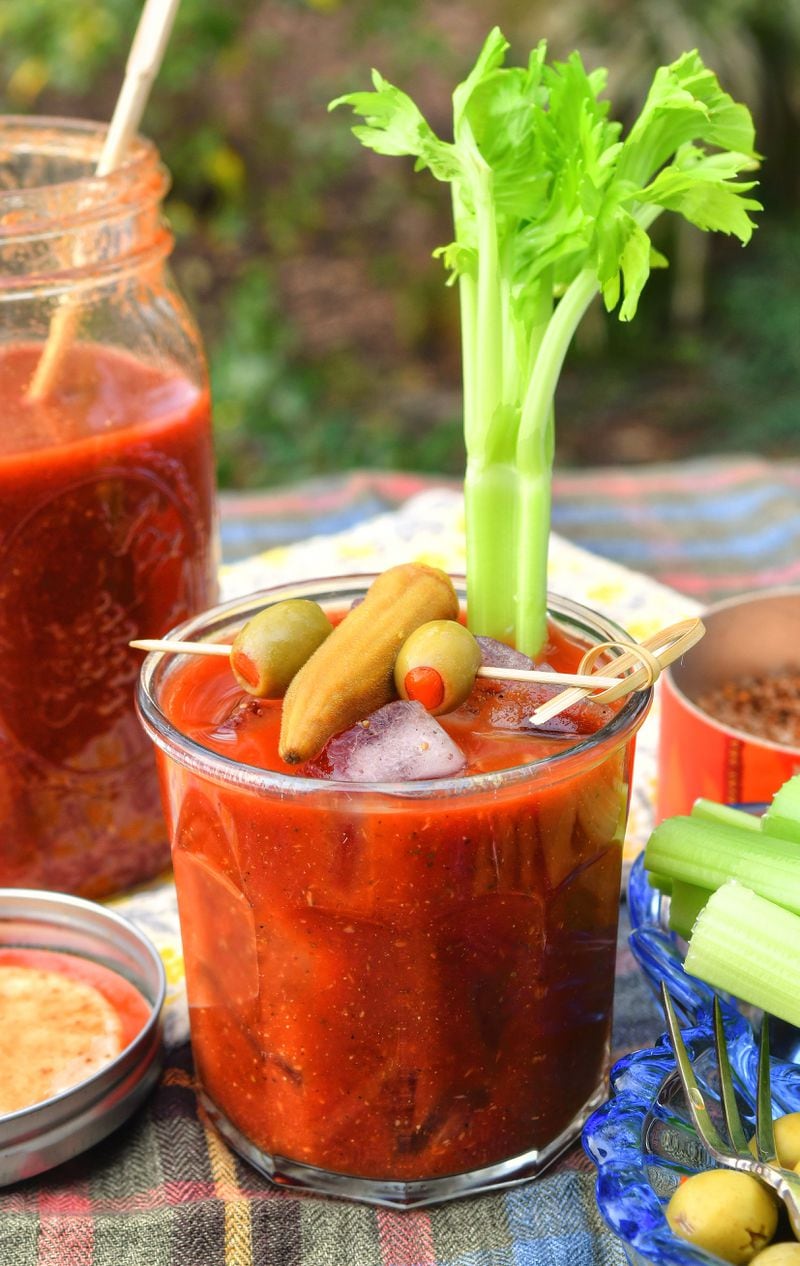 DIY Bloody Mary Mix, from Brian Bartels' "The Bloody Mary" (Tenspeed Press, $18.99), is easy to put together, and quite delicious. Styling by Wendell Brock / Chris Hunt for the AJC