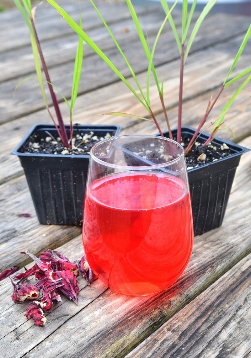Pink “Lemonade” Tea can be made with dried or fresh lemongrass. The color comes from dried hibiscus calyx. STYLING BY NOELLE JOY / CONTRIBUTED BY CHRIS HUNT PHOTOGRAPHY