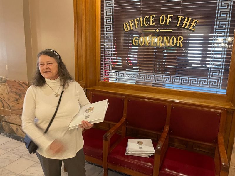 Lisa Lipscomb delivered a petition with 11,500 signatures to the governor's office, asking the state to purchase the Pine Log Wildlife Management Area in north Georgia.