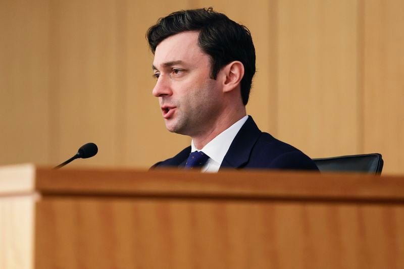 Sen. Jon Ossoff hosts a news conference today in Marietta to discuss expanded access to breast cancer screenings for veterans through mobile mammography. (Natrice Miller/Natrice.miller@ajc.com)