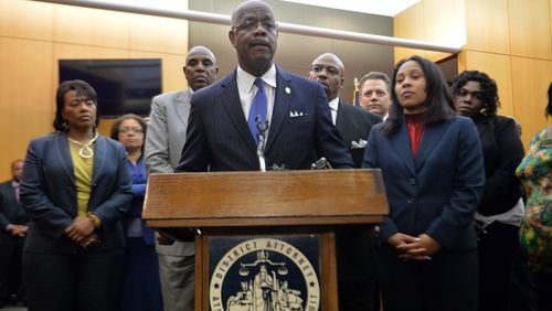 Fulton County District Attorney Paul Howard speaks during a press conference following the sentencing of defendants in the Atlanta Public Schools cheating trial. Kent D. Johnson/Atlanta Journal-Constitution.