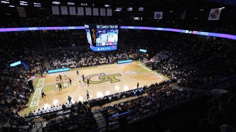 ATLANTA, GEORGIA - JANUARY 19:   Overall of the sold out Hank McCamish Pavilion as the Georgia Tech Yellow Jackets take on the Louisville Cardinals on January 19, 2019 in Atlanta, Georgia. (Photo by Logan Riely/Getty Images)
