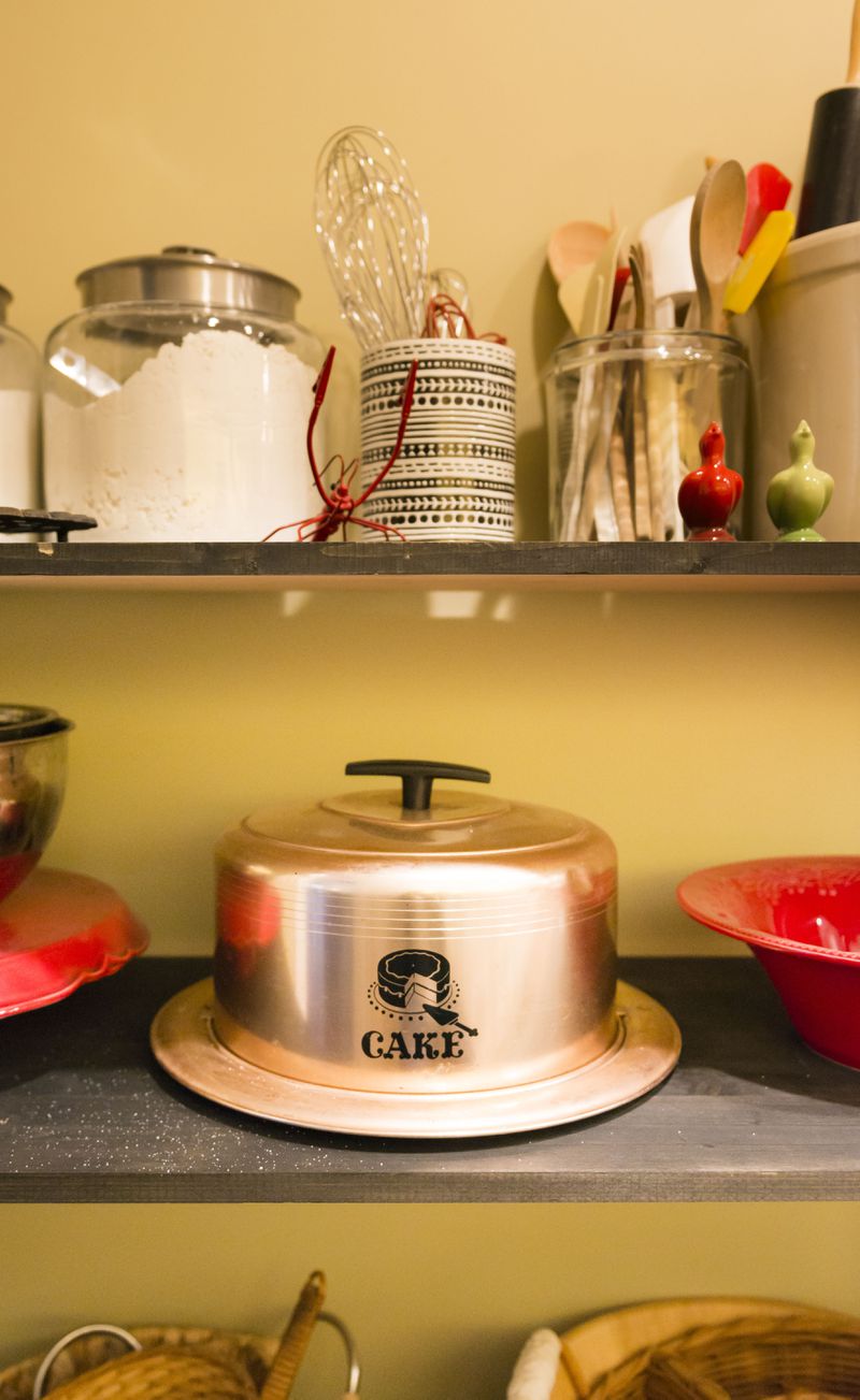 Gramma Elymas Olson’s cake carrier holds a pride of place in Jen Leifheit-Little’s kitchen. (Courtesy of Lauren Liz Photo)