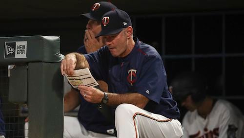 Minnesota Twins manager Paul Molitor ponders his lineup in the fifth inning against the Kansas City Royals on Tuesday, July 10, 2018, at Target Field in Minneapolis, Minn. (Jeff Wheeler/Minneapolis Star Tribune/TNS)