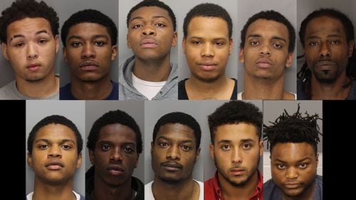 11 of the 16 alleged gang members are in custody of the Cobb County Sheriff’s Office. They are (from left to right) Isaac Collins, Jmon Diffay, Barryon Farris, Yahki Jones, Shawn Kemp, Andre Lewis, Richard Lewis, Aaron Long, Lamar McFarland, Ty Thompson, Devonte Williams.