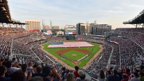 In the SunTrust Park opener, the Braves defeated the Padres 5-2 on Friday. HYOSUB SHIN / AJC