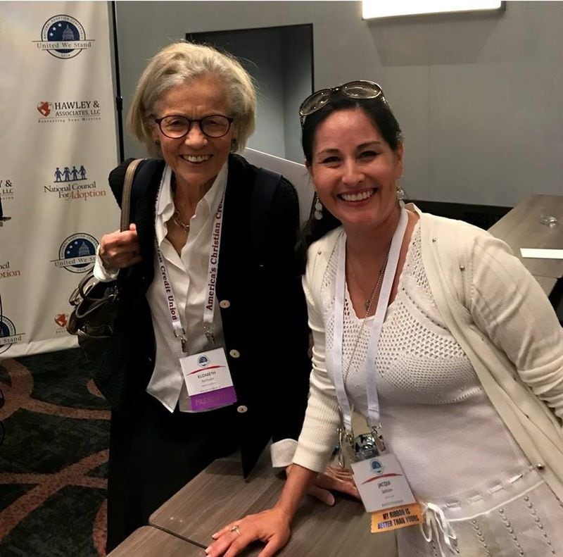 Jacqui Jackson shares a moment with Harvard law professor and adoptive mother Elizabeth Bartholet at the National Adoption Conference held last year in Washington, D.C. CONTRIBUTED