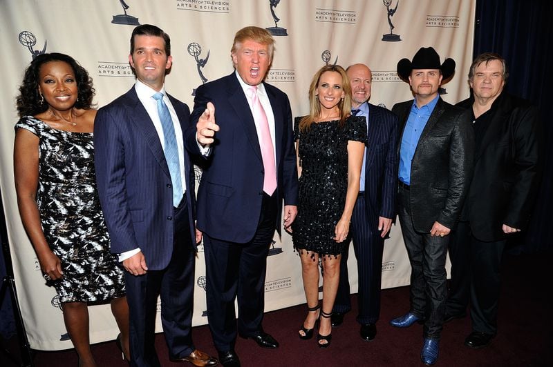 NEW YORK, NY - APRIL 26: (L-R) Star Jones, Donald Trump Jr., Donald Trump, Marlee Matlin, Jim Cramer, John Rich and Meatloaf attend An Evening with "The Celebrity Apprentice" at Florence Gould Hall on April 26, 2011 in New York City. (Photo by Joe Corrigan/Getty Images)