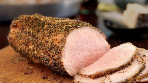 Sunday’s Pork Loin Roast is rubbed with an herbed pepper blend. Contributed by National Pork Board