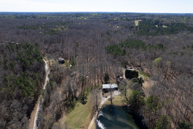 Drone photos and video of the Rowen project in Gwinnett County. Photo was shot looking South with 463 Old Freeman Mill Road in the center (with lake) and 503 Old Freeman Mill Road behind it and to the left.  Ben Gray for the Atlanta Journal-Constitution