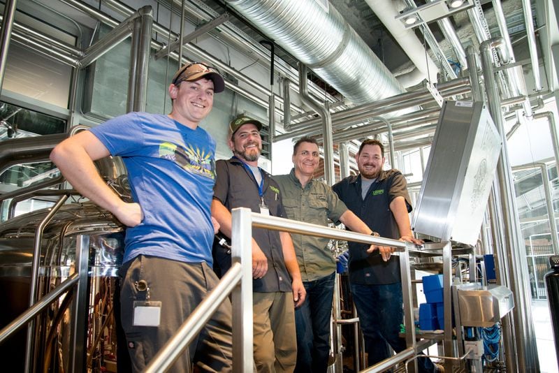  Terrapin ATL Brew Lab team (from left) Chad Martin, associate brewer; Mark Crouch, commercial operations manager; Brian “Spike” Buckowski, co-founder and brewmaster; and Peter Trapani, head brewer. Photo credit-Mia Yakel.