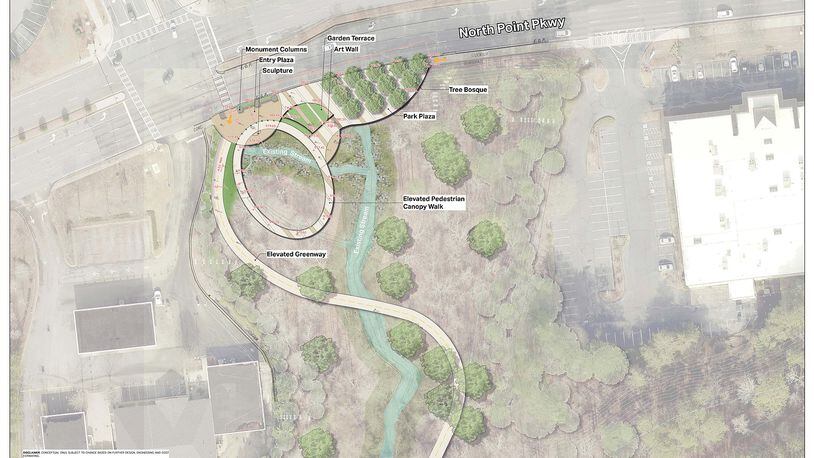 The North Fulton Community Improvement District recently approved an additional $200,000 to partner with Alpharetta on the design of the Encore Park Gateway and Greenway Extension project.  (Courtesy North Fulton CID)
