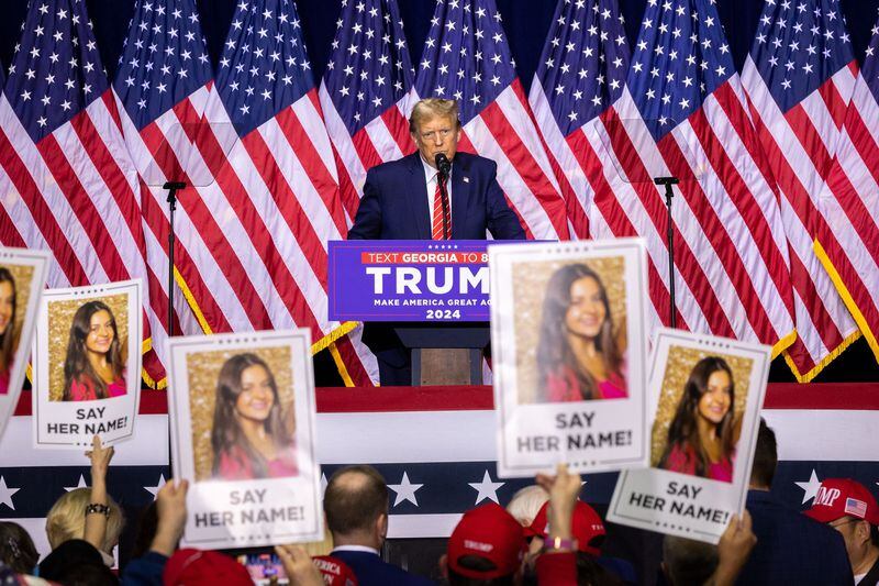 Former president Donald Trump, the presumptive GOP nominee in this year's race for the White House, held a rally Saturday in Rome. (Arvin Temkar/The Atlanta Journal-Constitution/TNS)