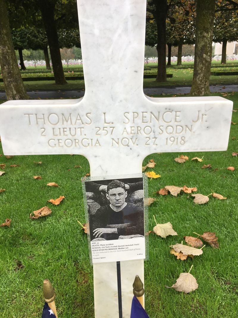 The gravesite of Tommy Spence at St. Mihiel American Cemetery near Thiaucourt, France. (Courtesy Mark Lamb)