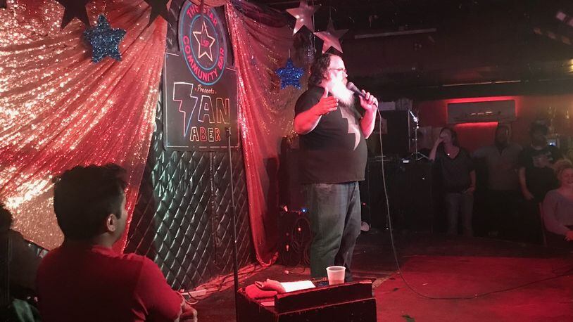 Comedian Ian Aber onstage at Star Bar during his album recording in 2019.