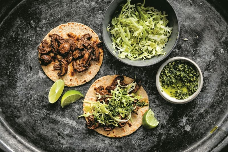 Mushroom asada tacos from Trejo's Tacos, the new cookbook from Danny Trejo. Courtesy of Clarkson Potter