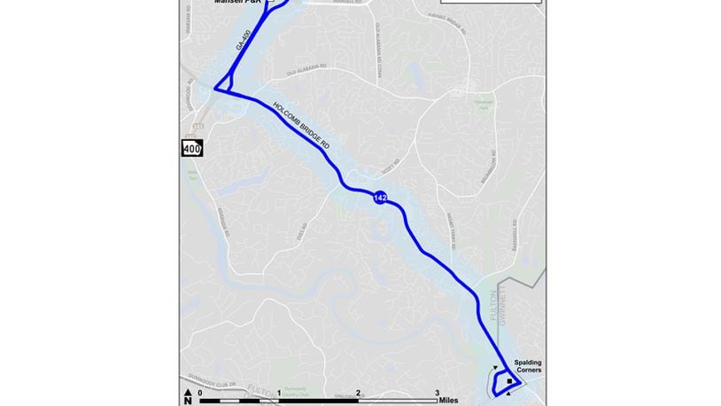 MARTA Route 142, from the Mansell Road Park & Ride Lot to the Holcomb Bridge Road corridor in Roswell, is scheduled to start running Dec. 11. CITY OF ROSWELL