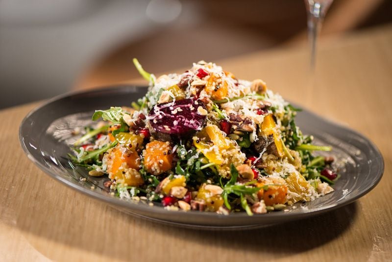 Though Molly B’s is at a stadium, its menu goes beyond standard fare with items such as the Power Bowl salad with roasted butternut squash, beets, arugula, kale, nuts and seeds, quinoa, and hickory-sorghum vinaigrette. CONTRIBUTED BY MIA YAKEL