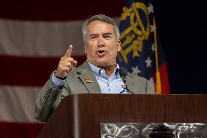 Congressman, and candidate for Georgia secretary of state, Jody Hice speaks at the Georgia GOP convention at Jekyll Island on Saturday, June 5, 2021. (Nathan Posner for The Atlanta-Journal-Constitution)