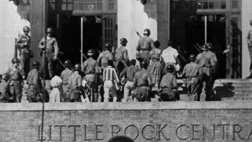 An image of the 1957 conflict to desegregate Little Rock High. AP photo.