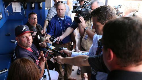 A day after clinching their first division title since 2005, Braves manager Fredi Gonzalez discusses the final home stand of the regular season and the post season with the news media during batting practice on Monday.