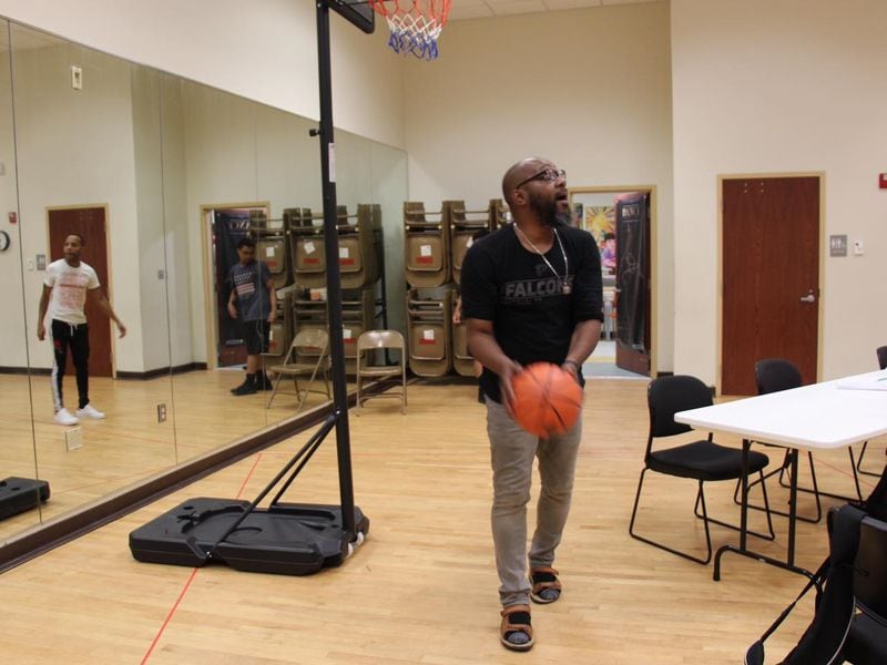 Neal Ghant, who plays Twin, practices basketball for the show. Photo: Courtesy of True Colors Theatre Company