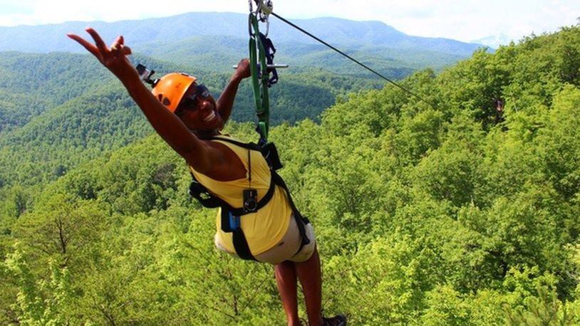 Carolyn Hartfield, 68, is on a quest to get others in her age group interested in outdoor activities like hiking and zip lining, pictured here. “If people are exposed to more fun things, they would want to be more active,” Hartfield said. CONTRIBUTED