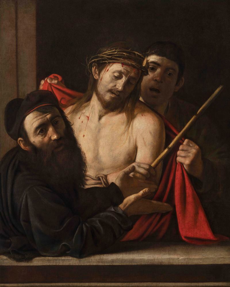 In this photo provided by the Prado Museum in Madrid on Monday May 6, 2024, Caravaggio's "Ecce Homo" is pictured. Spain's Prado Museum has confirmed that a painting that was due to be auctioned in Madrid in 2021 is in fact a work by Italian Baroque master Michelangelo Merisi da Caravaggio that was considered lost. (Prado Museum, via AP)