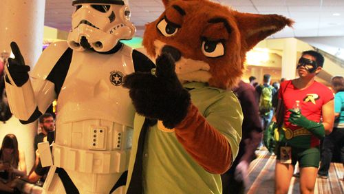 A Stormtrooper and a fox walk into a bar... Photo: Melissa Ruggieri/AJC