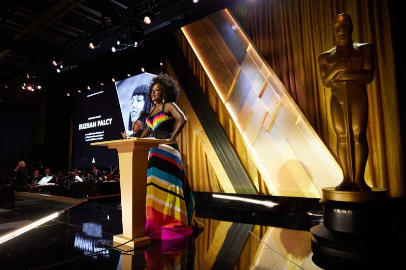 Viola Davis presents to Honorary Award recipient Euzhan Palcy during the Academy’s 13th Governors Awards November 2022, in Los Angeles. Courtesy of AMPAS