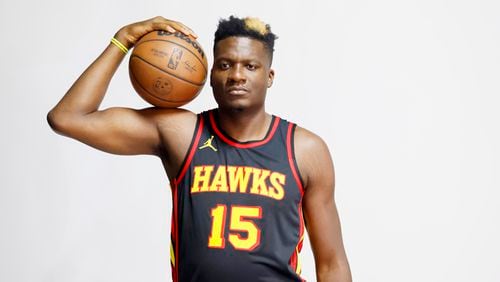 Hawks center Clint Capela (15) poses for a photograph during the Hawks Media Day on Monday, Oct. 2, 2023, in Atlanta.
Miguel Martinez /miguel.martinezjimenez@ajc.com