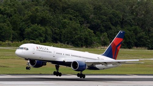 A Delta flight (not pictured, but it involved a 757) from Atlanta to Seattle made an emergency landing Monday at Salt Lake City Airport after one of its engines failed, according to reports.