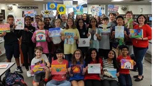 Students in Stephanie Birmingham’s STEAM Art classes at Five Forks Middle School are partnering with students from Syrian Refugee camps in a global art exchange called Memory Project.