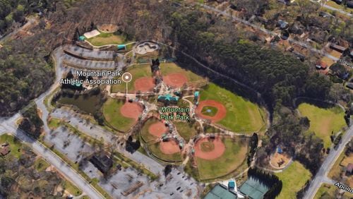 Gwinnett will convert football fields at Mountain Park Park to synthetic turf. Google Maps