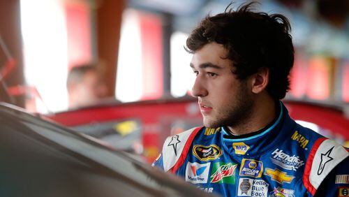 Chase Elliott gets acquainted with the Talladega garage area in advance of the May race. He's an old hand here now. (Getty Images)