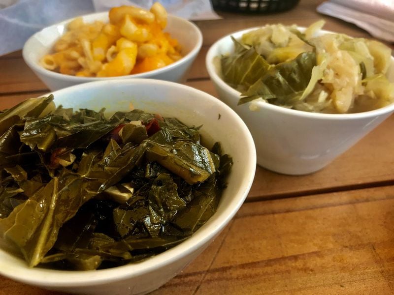 Among sides at Lickety Split, order Kick’n Collard Greens, which offer back-end heat from chile peppers, as well as Smoked Turkey Cabbage with a delicious pot liquor. LIGAYA FIGUERAS/LFIGUERAS@AJC.COM