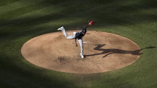 Julio Teheran of the Braves throws a pitch against the Philadelphia Phillies in game 2 of a doubleheader at Citizens Bank Park. (Photo by Mitchell Leff/Getty Images)