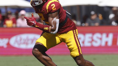USC Trojans defensive end Romello Height in action during the NCAA football game between the Rice Owls and the USC Trojans at the Los Angeles Coliseum, on Sept. 3, 2022. (Charles Baus/CSM via ZUMA Press Wire/TNS)