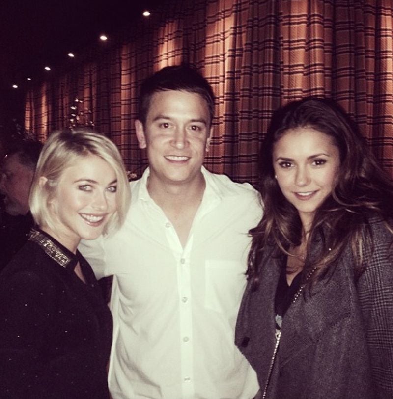 “The Painted Pin” owner Justin Amick with Julianne Hough and Nina Dobrev. Photo: courtesy of Hannah Huffines