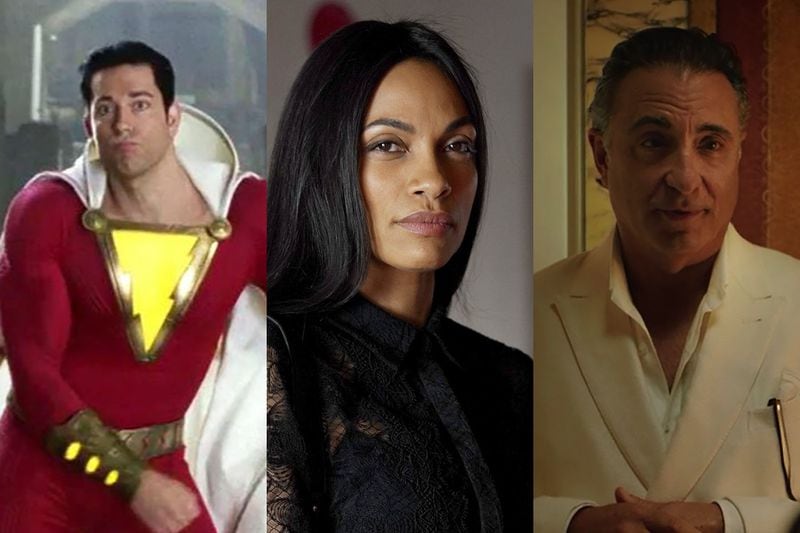 What's in production in Georgia: a "Shazam" sequel; a Rosario Dawson HBO series "DMZ"; and a "Father of the Bride" reboot with Andy Garcia. (Credit: publicity photos)