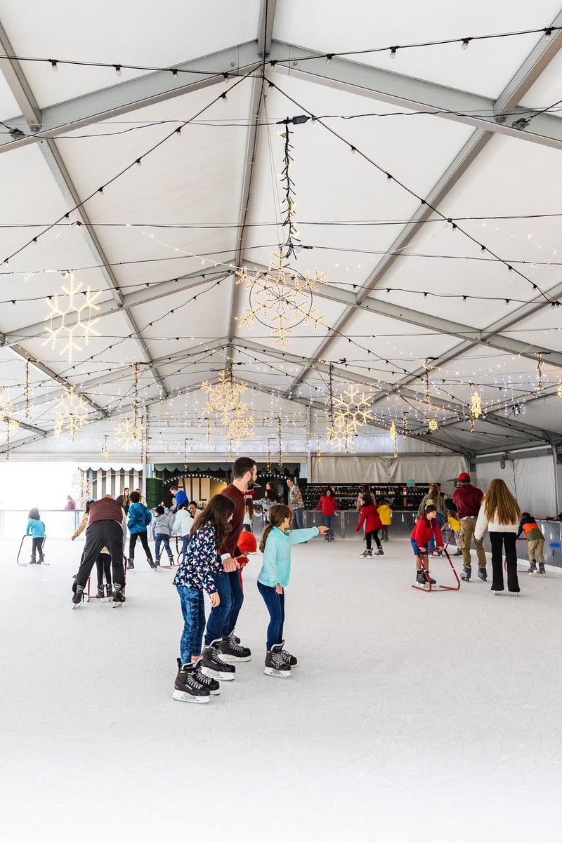 Enjoy a day of ice skating at outdoor rinks, including at Ponce City Market’s Skate the Sky. 
(Courtesy of Slater Hospitality)