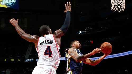 Paul Millsap, in a corrected jersey, had a 30-point, 17-rebound night against the Utah Jazz.