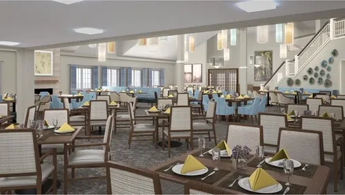 This rendering shows what the renovated dining room at Holiday Laurel Grove will look like after a $2 million renovation on the senior living community is completed later this year. (Courtesy of Holiday Laurel Grove)