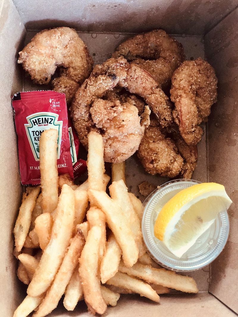 The $10 cornmeal fried shrimp basket from Garden & Gun Club is delicious, and a good value, too. CONTRIBUTED BY WENDELL BROCK