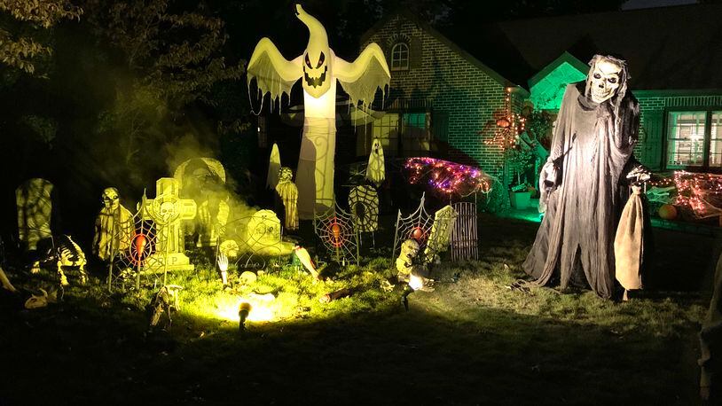 A 2019 image of Jen Newman's front yard. Avondale Estates has canceled trick-or-treating, the city said in an email sent to residents Friday morning, due to health concerns. The annual event typically attracts thousands of ghosts, goblins and super heroes from neighboring areas of DeKalb County, the city said. Courtesy Jen Newman